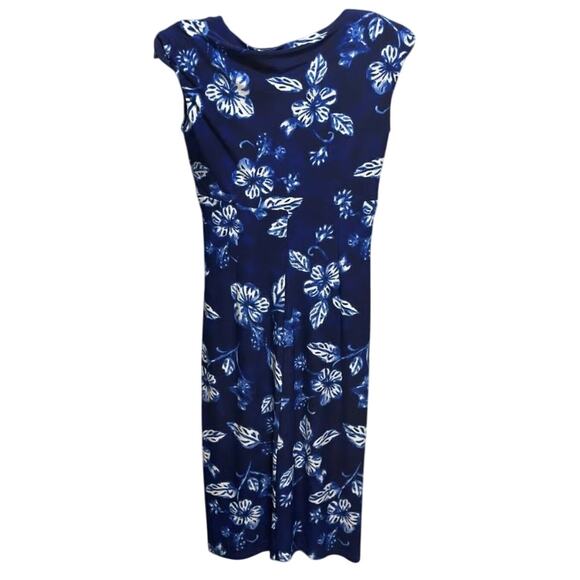 RALPH LAUREN LRL Dress Blue Floral Stretch Jersey Sheath Women's Size 6 - Picture 2 of 6